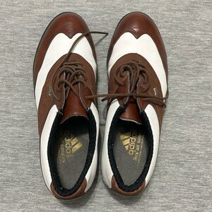 ADIDAS Men's leather soccer  cleat shoes, 9.5, Maroon and White Pre-Owned